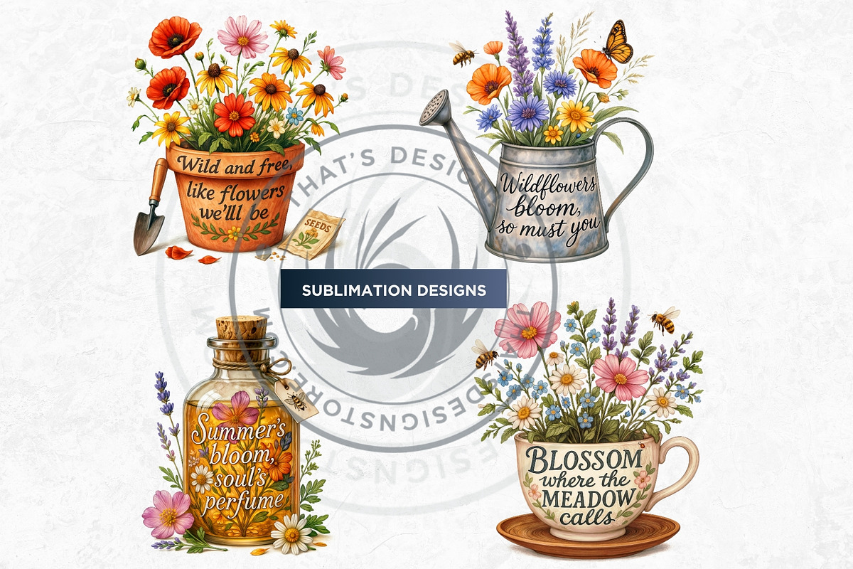 Summer Wildflower & Meadows Cliparts, a Seasonal Illustration by ThatsDesignArt (Photo 4 of 10)
