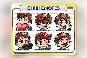 12 Brown Hair Chibi Boy Emotes