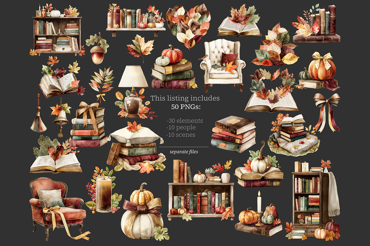 Reading Season Clipart, a Seasonal Illustration by GlamArtZhanna (Photo 6 of 8)