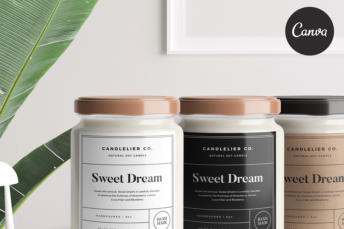Candle Canva Label LA002 (Indiana), a Stationery Template by Draca Design Co (Photo 1 of 4)