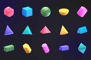 3D Shapes Icon Set