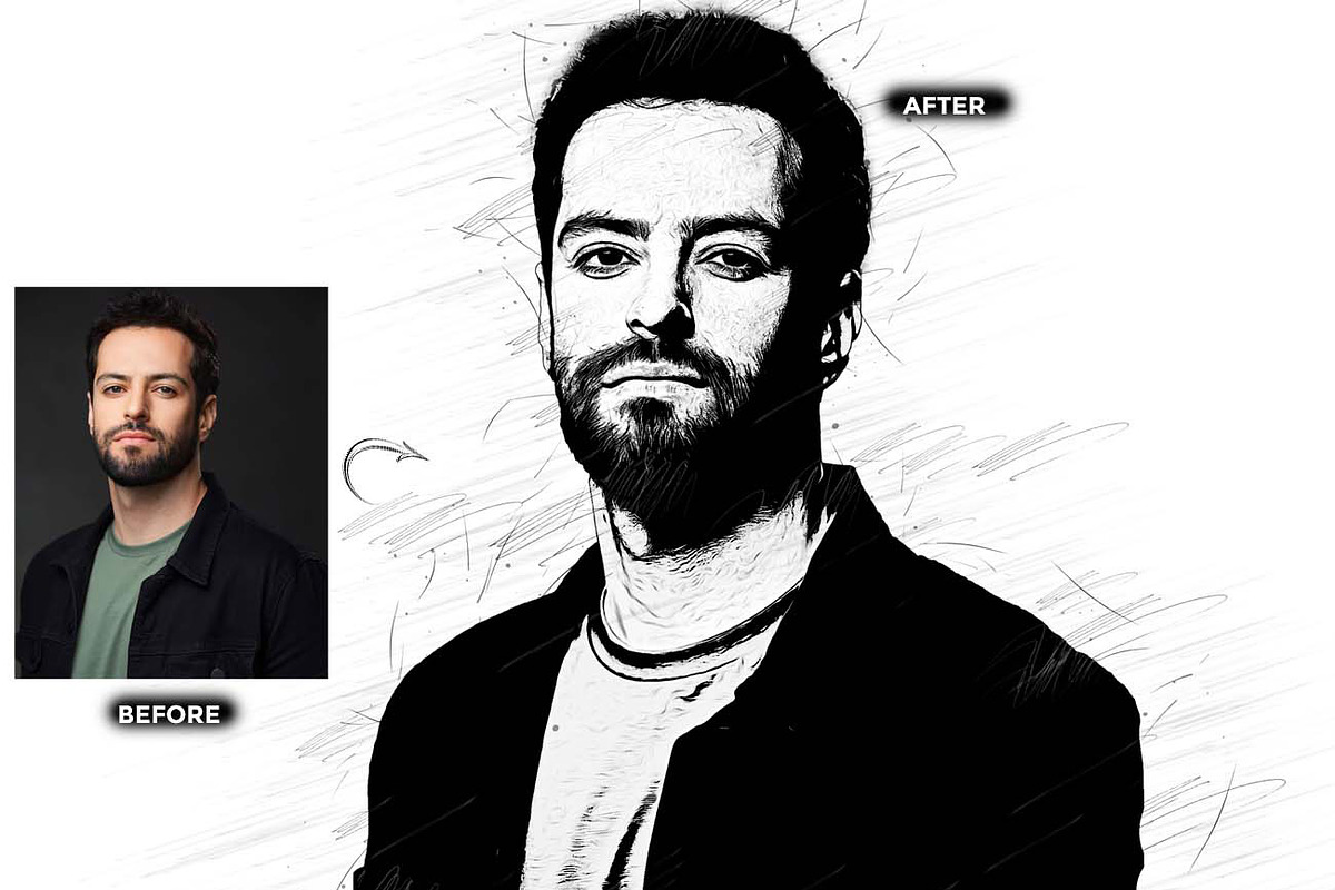 Ink Oil Sketch Artist FX Ps Action, an Action Add-On by Studio Retouch (Photo 9 of 12)