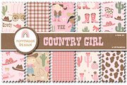 Country Girl clipart & paper set, an Illustration by Poppymoondesign (Thumbnail 2 of 5)
