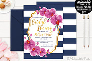 Orchid Navy Bridal Shower Invitation, an Invitation Template by Blush Roses Print (Thumbnail 1 of 2)