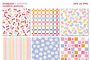 Florals & Stripes Vintage Patterns, a Pattern Graphic by Cozy pattern shop (Thumbnail 10 of 11)