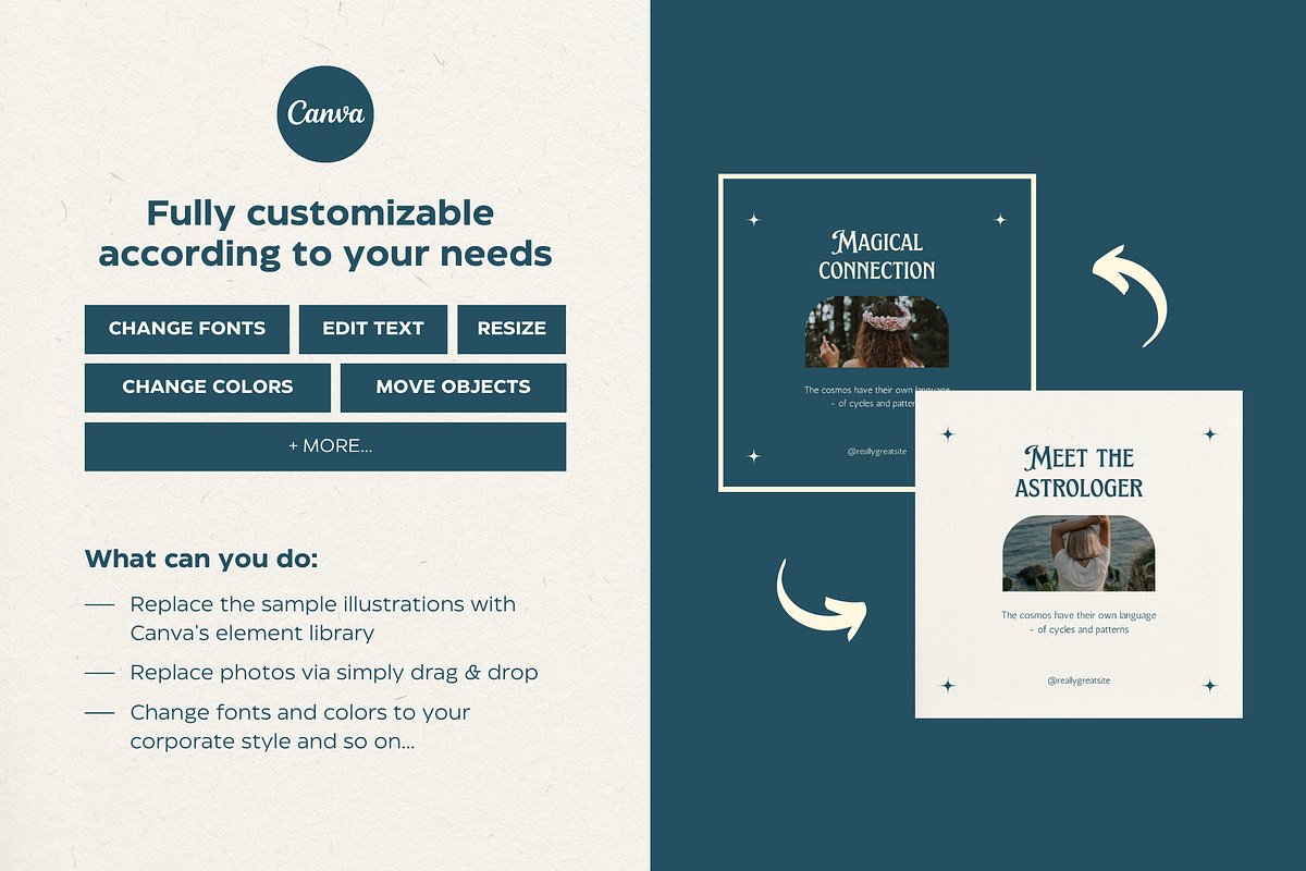 Astrologer Instagram Template Canva, a Social Media Template by Eden Origin Studio (Photo 8 of 8)