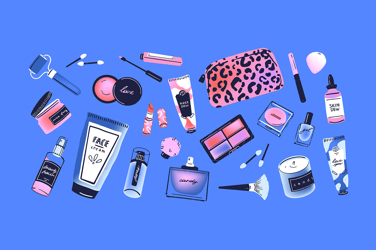 Beauty products set + templates, an Object Illustration by PaperTrident (Photo 2 of 10)