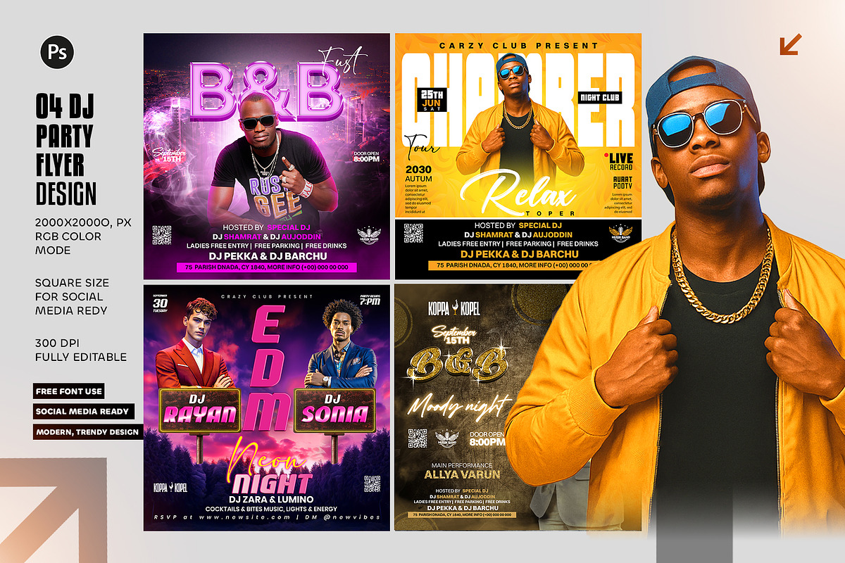 04 Dj Party Flyer Design Bundle, a Graphic by Shajib Shikder (Photo 1 of 5)