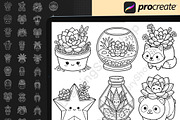 200Kawaii Plant Pot Procreate Stamps, a Brush Add-On by DrawingStoryShop (Thumbnail 4 of 6)