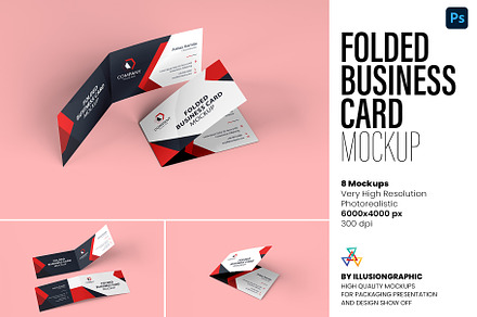 Folded Business Card Mockup 8 views, an Advertising Mockup by Illusiongraphic
