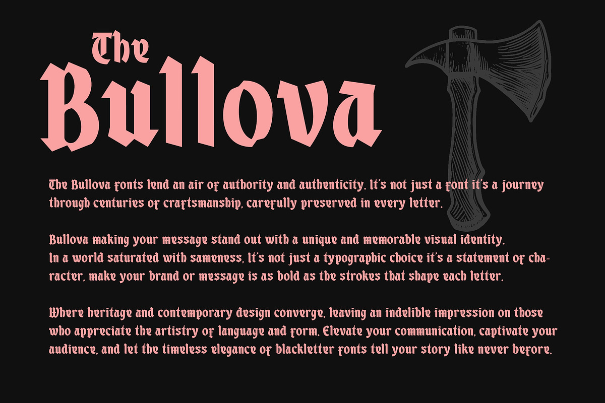 The Bullova Blackletter Fonts, a Blackletter Font by Angin Studio (Photo 2 of 18)