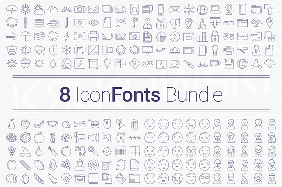 200 Icons in 8 Fonts - Bundle preview 3