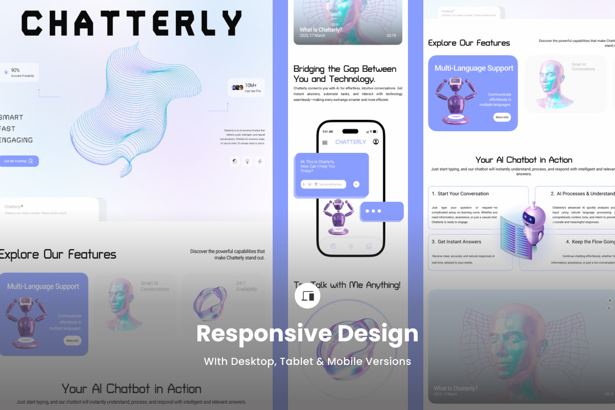 Chatterly - AI Chatbot Asisstant UI, a Landing Page Template by productype1 (Photo 3 of 5)