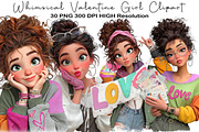 Whimsical Valentine Girl Clipart, an Illustration by Black Bird Studio (Thumbnail 1 of 6)