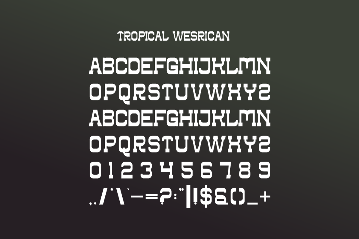 Tropical Wesrican - Western Font, a Slab Serif Font by Iqsiart Studio (Photo 2 of 6)