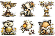 Spring Woodland Animals Clipart, an Illustration by CraftArtStudio (Thumbnail 4 of 6)