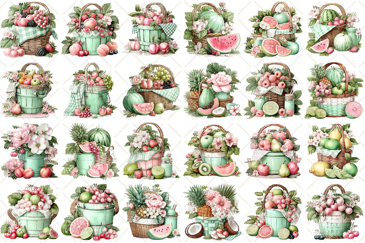 Summer Fruit Basket Clipart, an Illustration by Black Bird Studio (Photo 2 of 5)