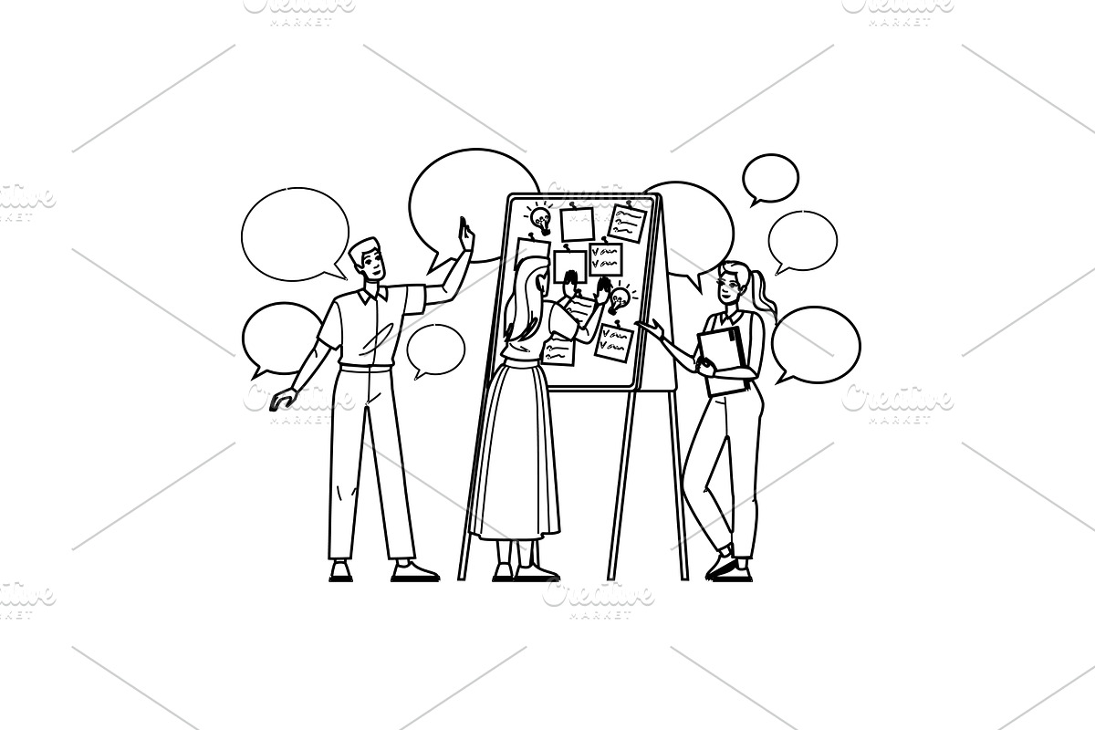ideas whiteboard meeting vector, a Person Illustration by pikepicture