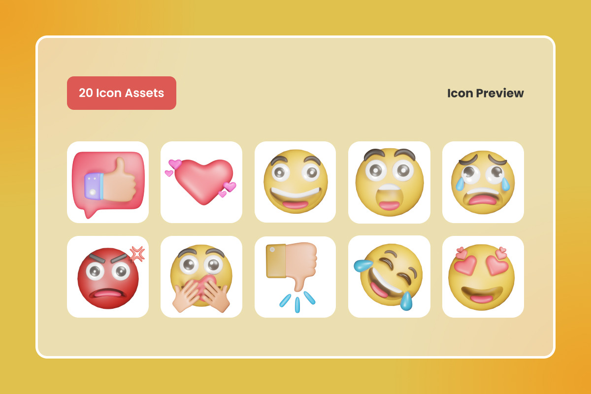 Social Media Reaction Emoji 3D Icon, an Emoji Icon by twinstd (Photo 5 of 5)