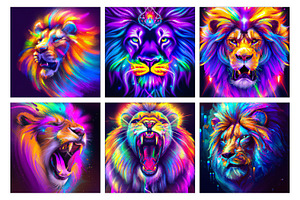 Neon Rainbow Lions