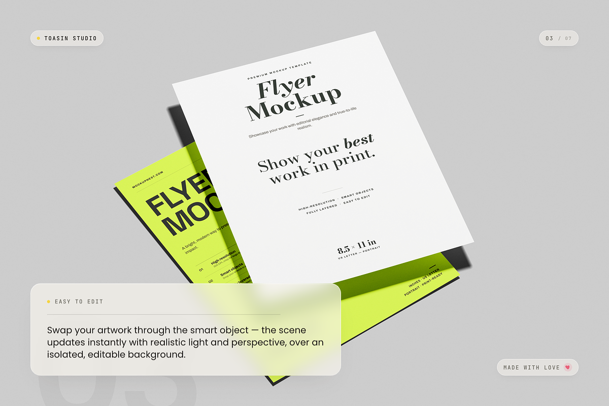 US Letter Flyer Mockup, an Advertising Mockup by Toasin Studio (Photo 3 of 7)