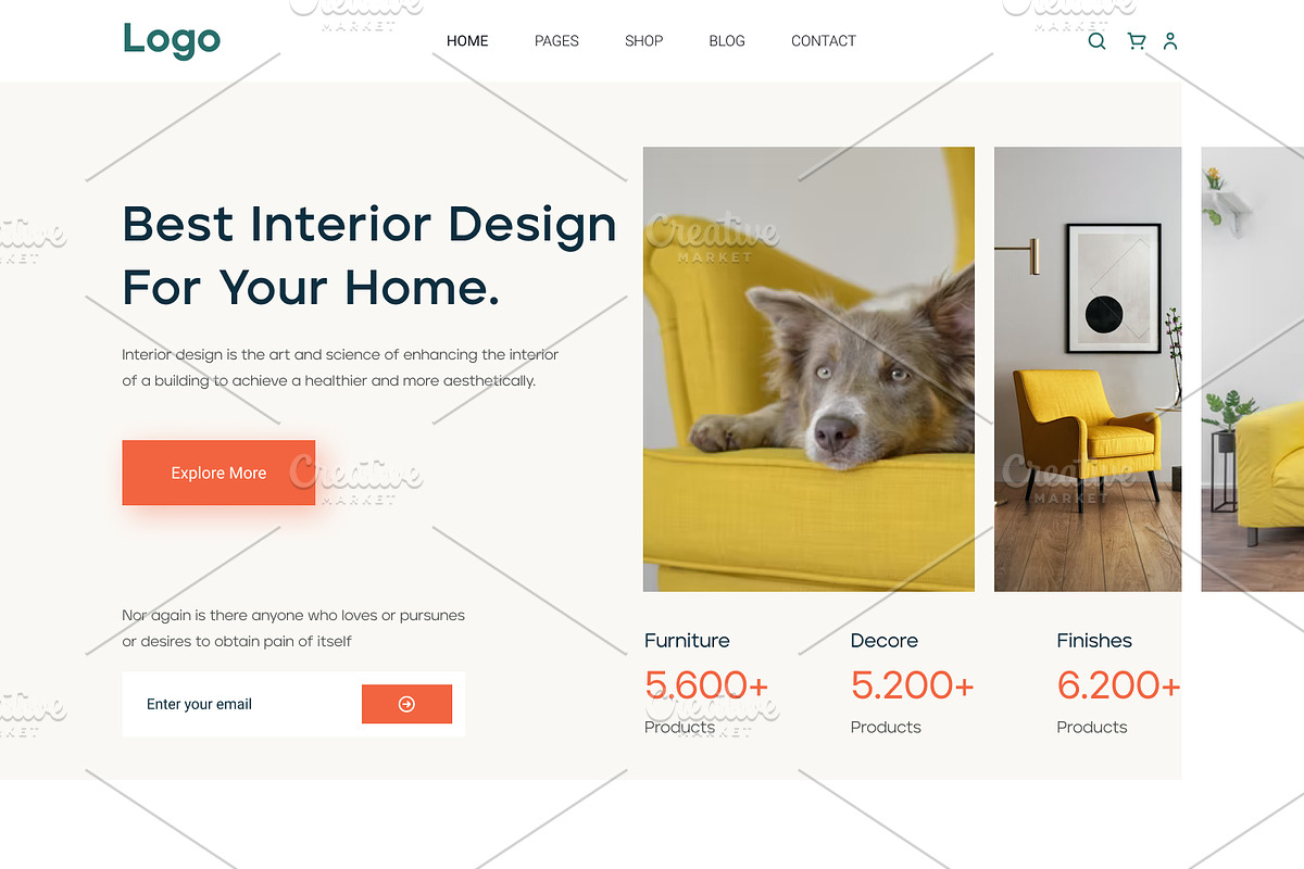 Furniture shop website design, a Landing Page Template by uiwarrior (Photo 2 of 2)