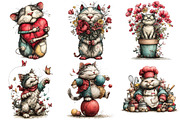 Whimsical Cat Clipart, an Illustration by Pixels.Craft (Thumbnail 5 of 5)