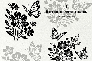 Butterfly Flower Silhouette, a Decorative Illustration by DENIDigitalArtSudio