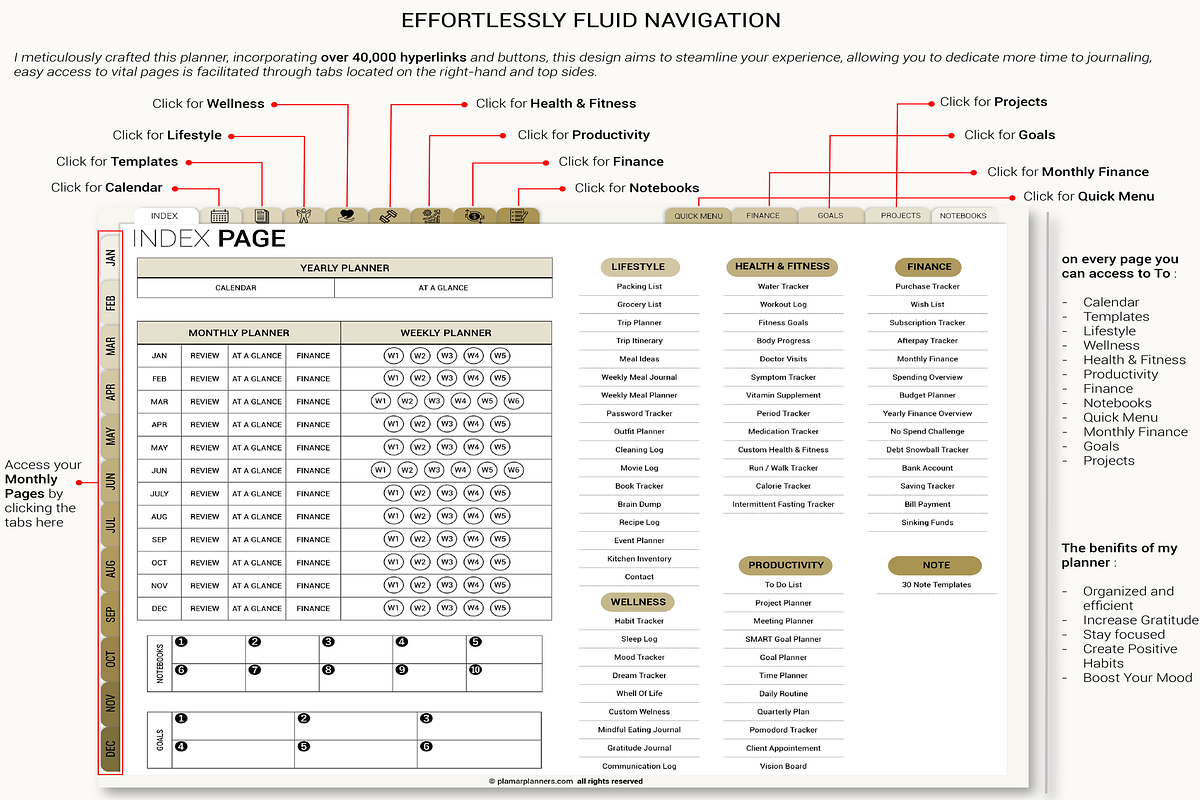 All-in-One Digital Planner- Beige, a Templates & Theme by Plamarplanners (Photo 8 of 10)