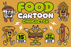 Food Cartoon Character Mascot Retro