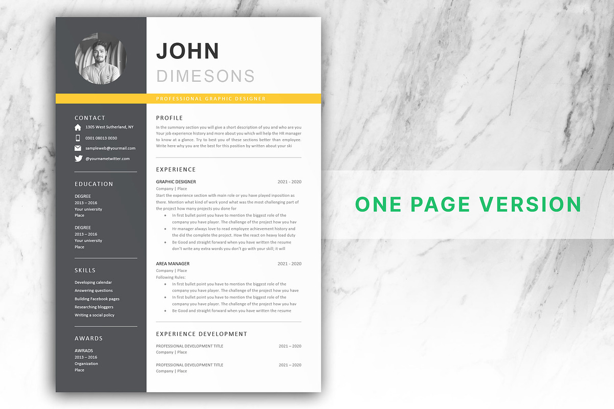 Minimal Resume CV template in Word, a Resume Template by paulresume (Photo 3 of 5)