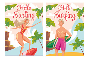 Surfing banner poster flyer