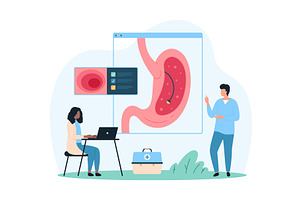 Diagnosis diseases stomach design, a Healthcare Illustration by Flashvector