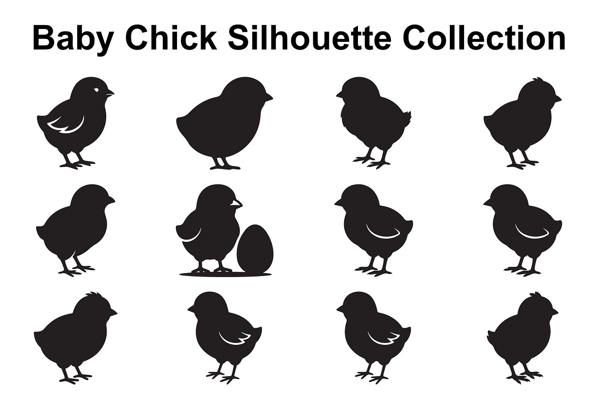 Fluffy Chick Silhouette Set, an Object Graphic by Creativeshirt (Photo 1 of 3)