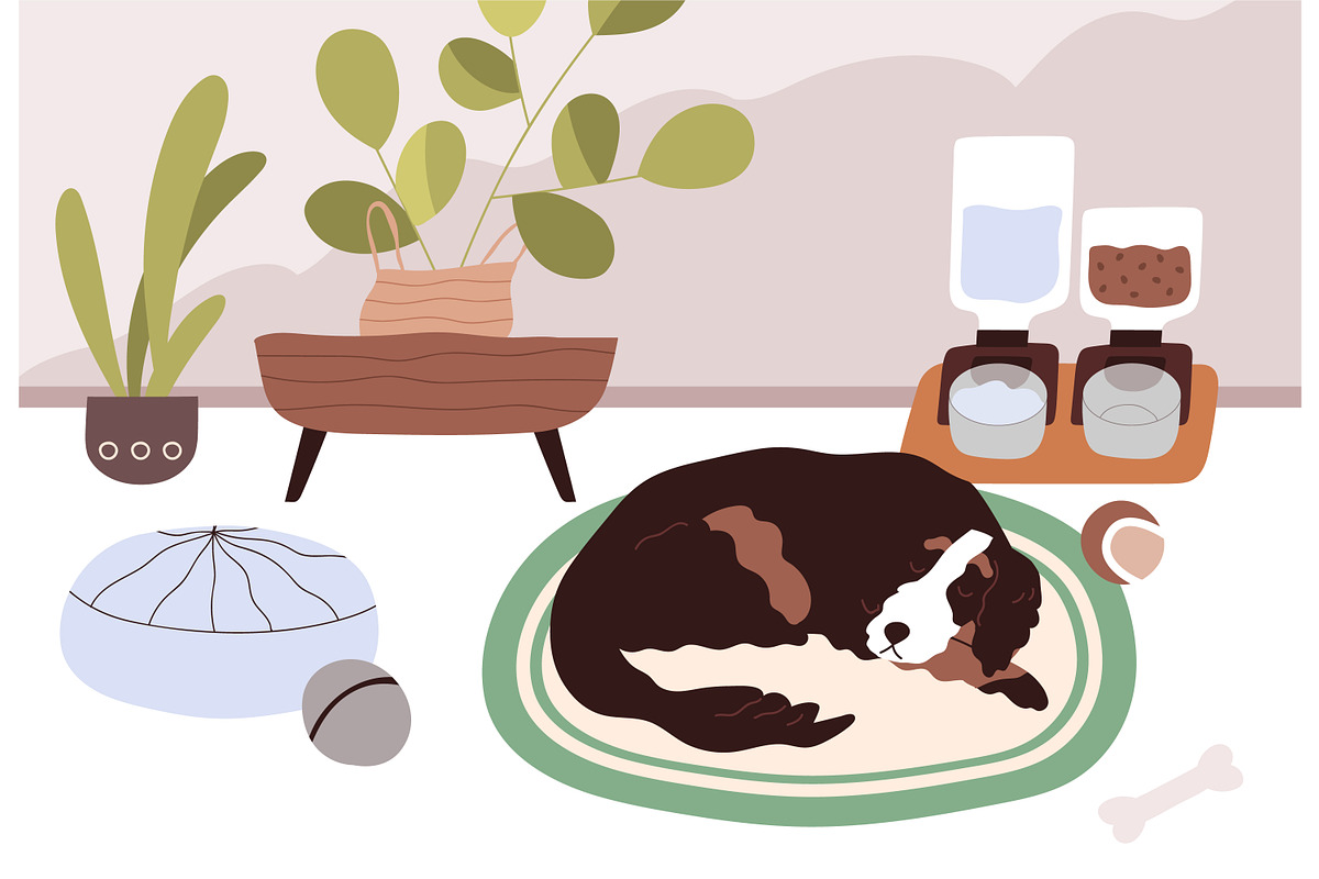 Cute dog sleeping on the floor, an Animal Illustration by Good Studio (Photo 1 of 3)