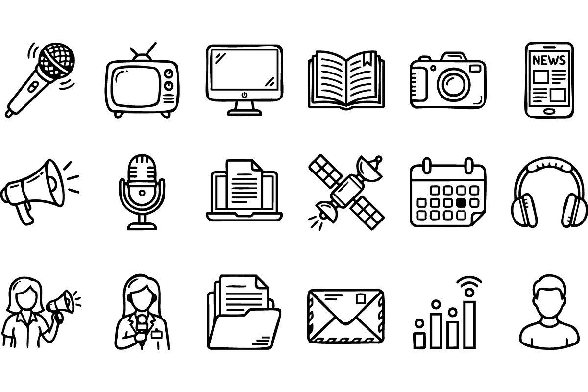 Black Media Icon Set Vector, an Illustration by designvectx (Photo 2 of 3)