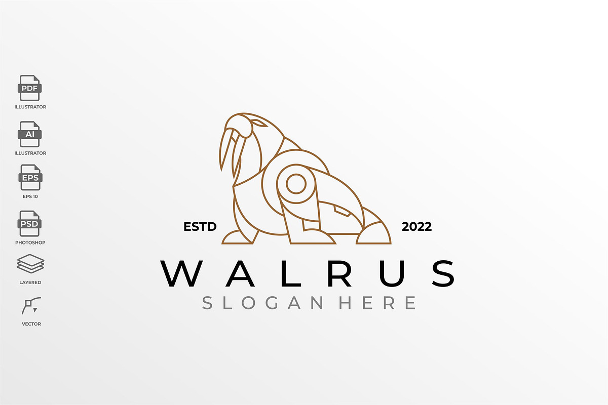 Minimalist Lineart Walrus Tusk logo, a Branding & Logo Template by Rupture