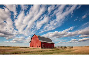 farm red barn sky ai generated, a Nature Photo by pikepicture