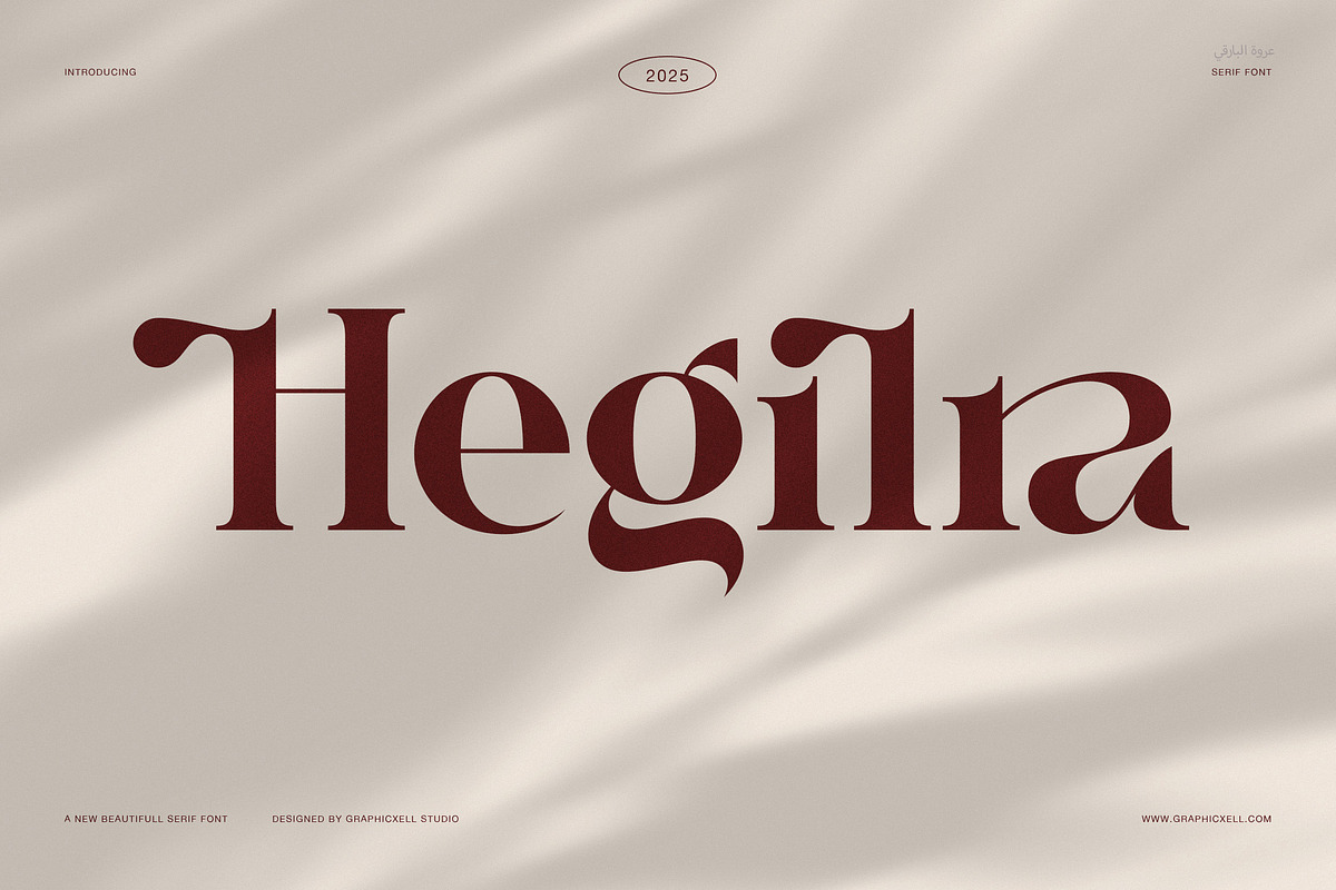 Hegilra – Modern Elegant Serif Font, a Font by Graphicxell (Photo 1 of 8)