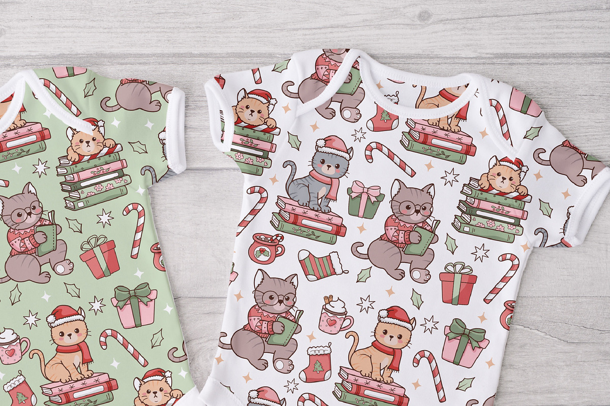 Cozy Christmas Cat Seamless Pattern, a Seasonal Illustration by TitaLivingArt (Photo 6 of 9)
