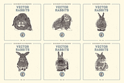 VECTOR RABBITS HAND DRAWN BUNDLE v18, an Animal Illustration by pawellpi (Thumbnail 4 of 7)