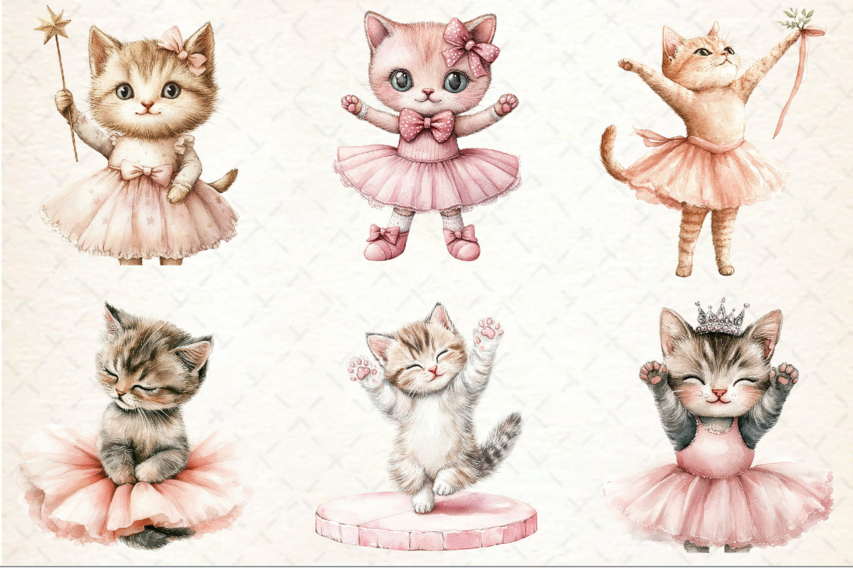 Pink Cat Ballerina Clipart, an Illustration by Rose Art (Photo 3 of 8)