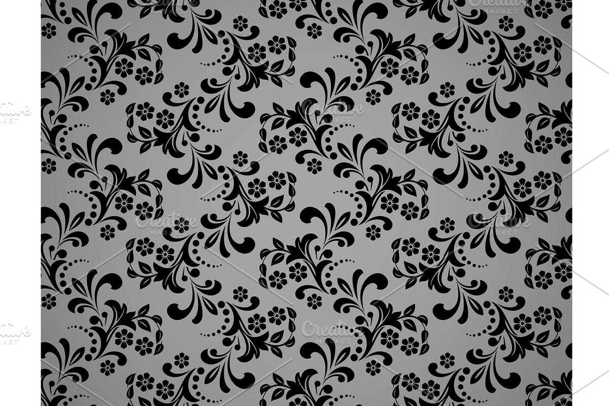 Flower pattern. Seamless black and, a Decorative Illustration by RODINA (Photo 1 of 3)
