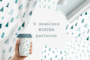 6 Seamless WINTER patterns., a Seasonal Illustration by ElenKoss (Thumbnail 1 of 7)