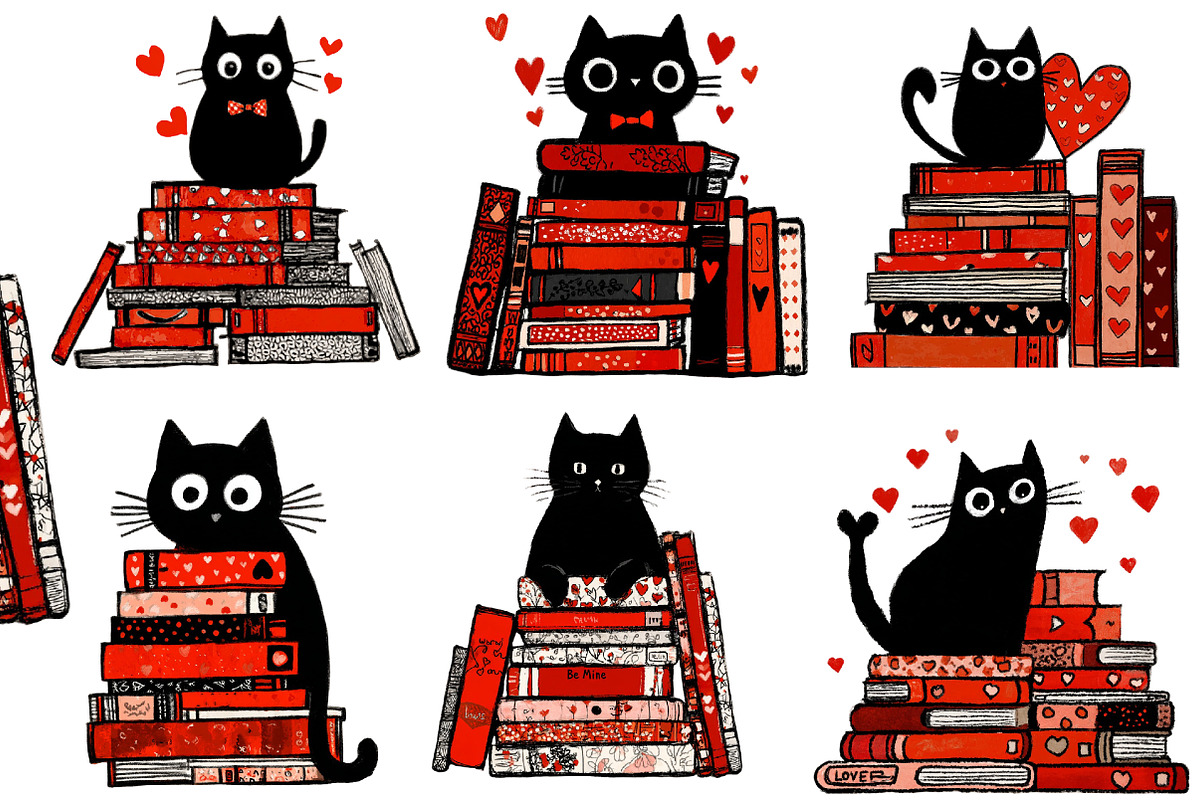 Valentine Black cat clipart, an Illustration by Designworld (Photo 2 of 3)