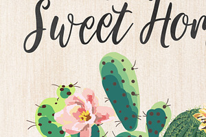 Home Sweet Home Cacti Wall Art Print