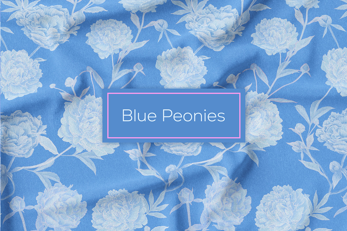 Blue Peonies seamless patterns, a Pattern Graphic by ANAKOTO (Photo 2 of 16)