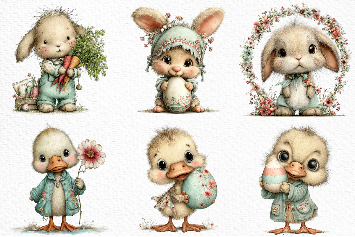 Whimsical Easter Animals Clipart PNG, an Illustration by Craft Nest (Photo 4 of 11)