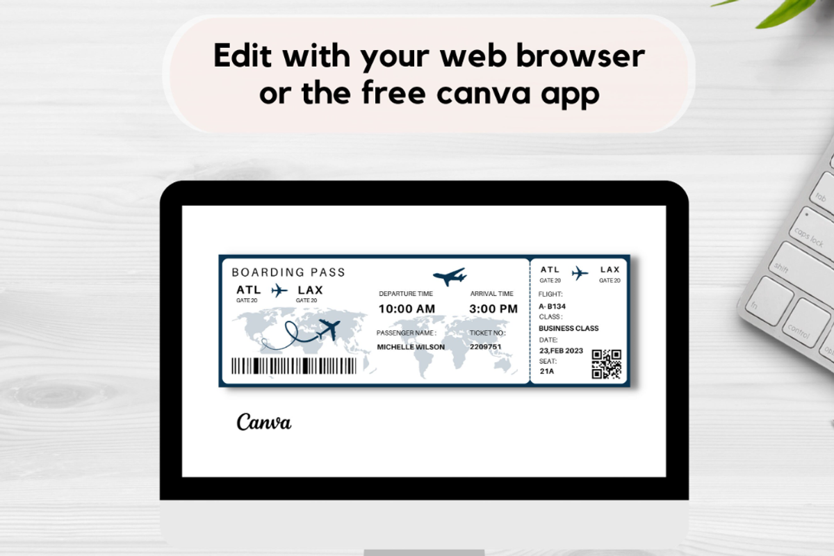 Editable Boarding Pass Template, a Card Template by YasdeyDesigns (Photo 6 of 9)