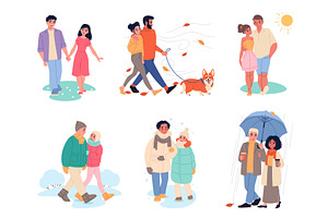 Happy couple walking. Different, a Person Illustration by YummyBuum